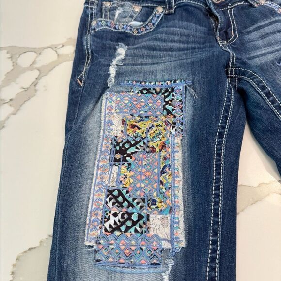 Grace In LA Women's Blue Patchwork Jeans - Picture 4 of 15